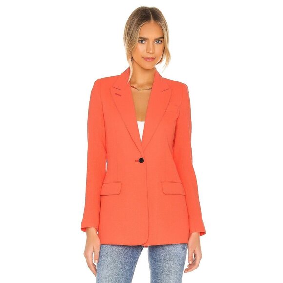 Smythe Tailored Blazer Size 4 Womens Neon Tangerine Jacket $795 - Picture 1 of 16